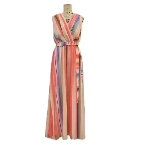 DONNA RICCO Multi Color/Nude Maxi Gown Dress, Women's 10 - Picture 6 of 14